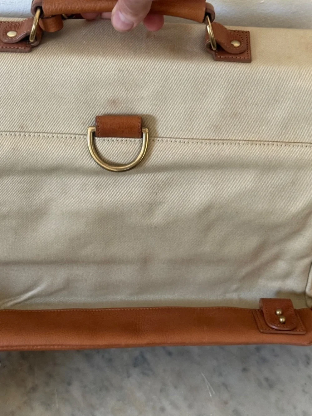 Dunhill Canvas & Leather Messenger Bag Khaki Tan Briefcase Travel Satchel